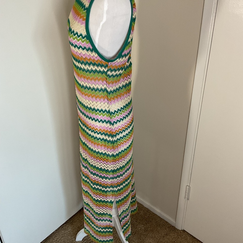 Miken Swim Colorful Knit Chevron Swim Coverup Sleeveless Zig Zag Pattern Size XL - Picture 5 of 8